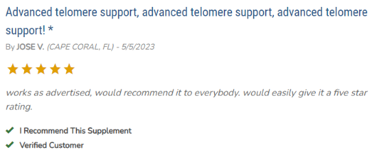 Advanced Telomere Support Customer Reviews