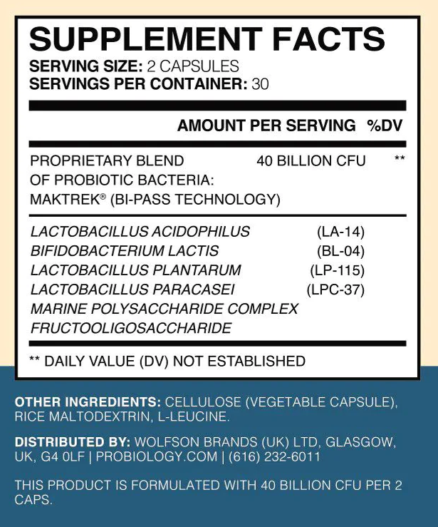 Yourbiology Gut+ Ingredients