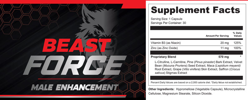BeastForce Supplement fact