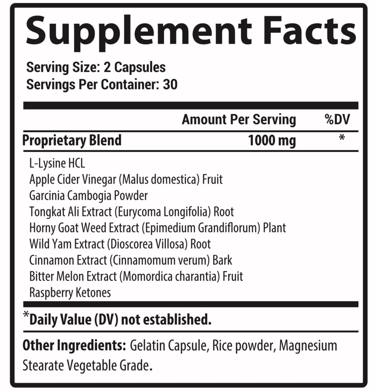Prozenith supplement Fact