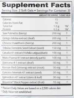 Erectin Supplement Fact