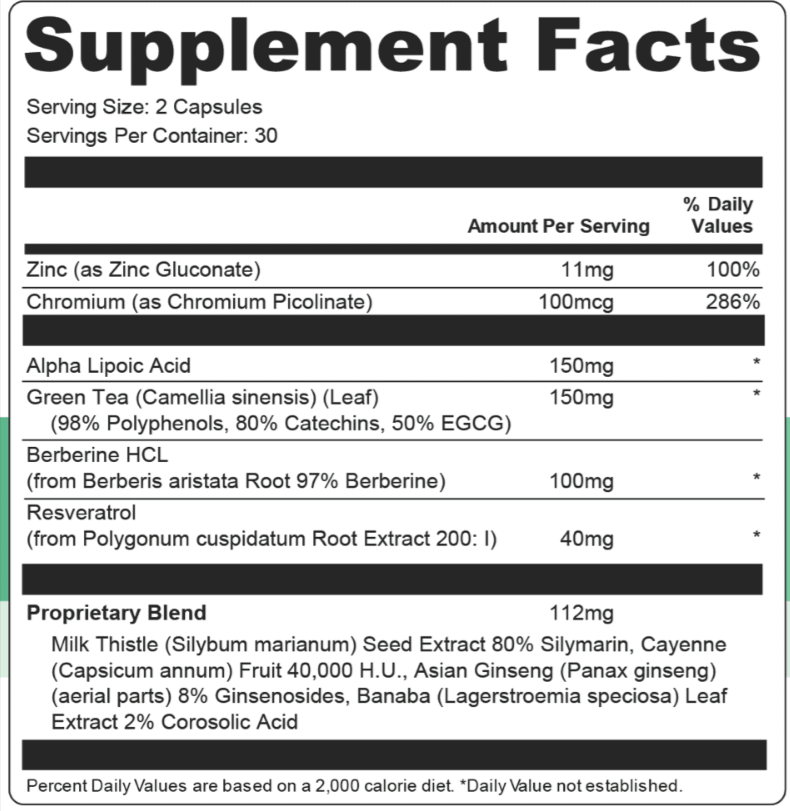 Vertigenics Supplement Fact