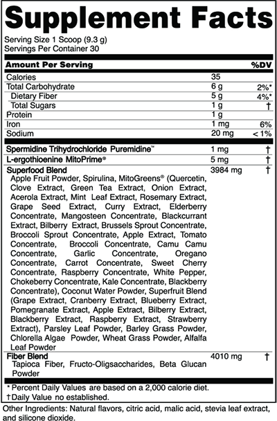 Advanced Bionutritionals Pep Tonic Supplement Fact