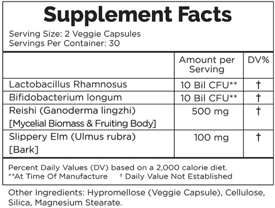 Clear Gut and Immunity Supplement Fact