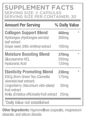 Deep Skin Restore Supplement Fact