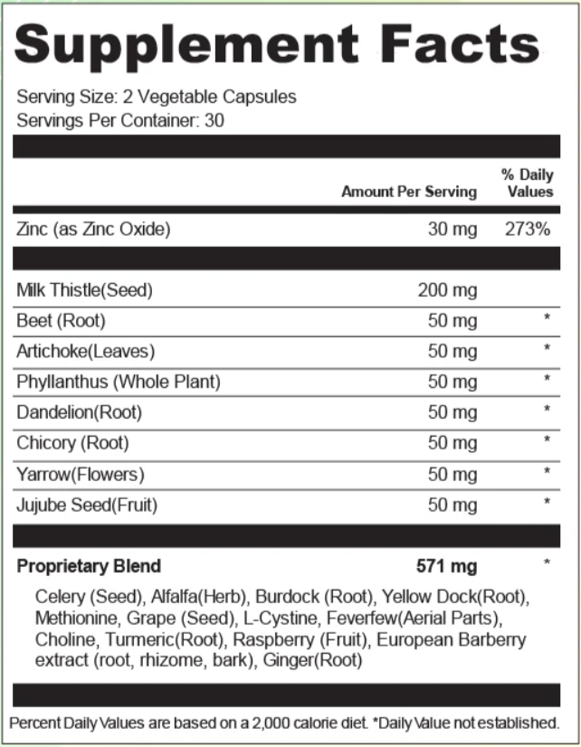 Liver Revive Supplement Fact