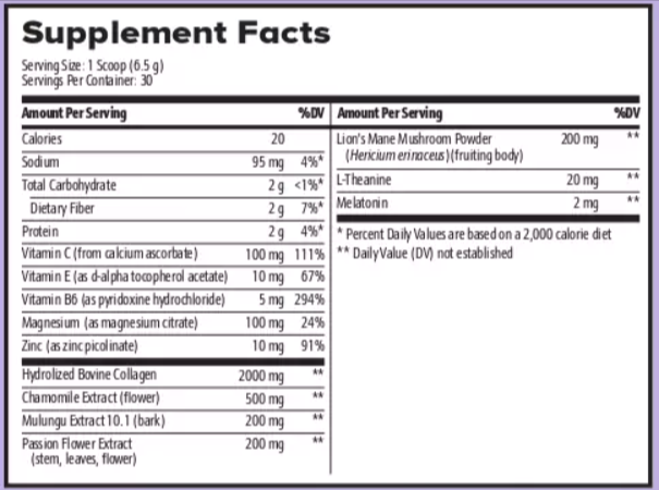 DeepSleep Bliss Supplement Fact