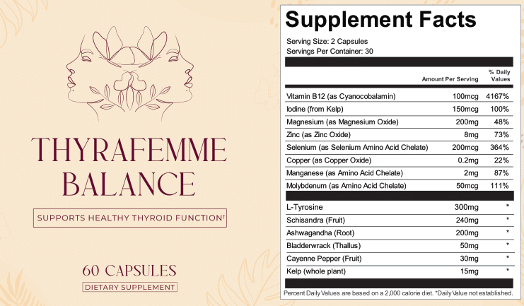 thyrafemme balance supplement fact