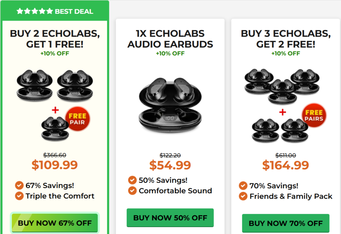 Echo Labs Audio Earbuds prices