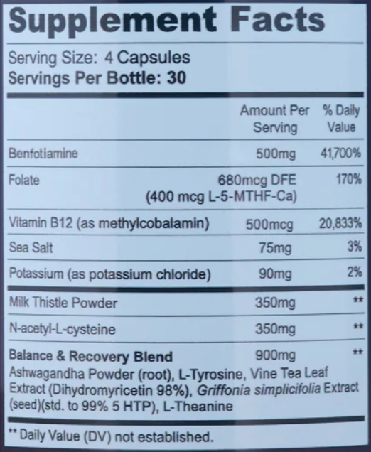 Cloud 9 Daily Restore Supplement Fact