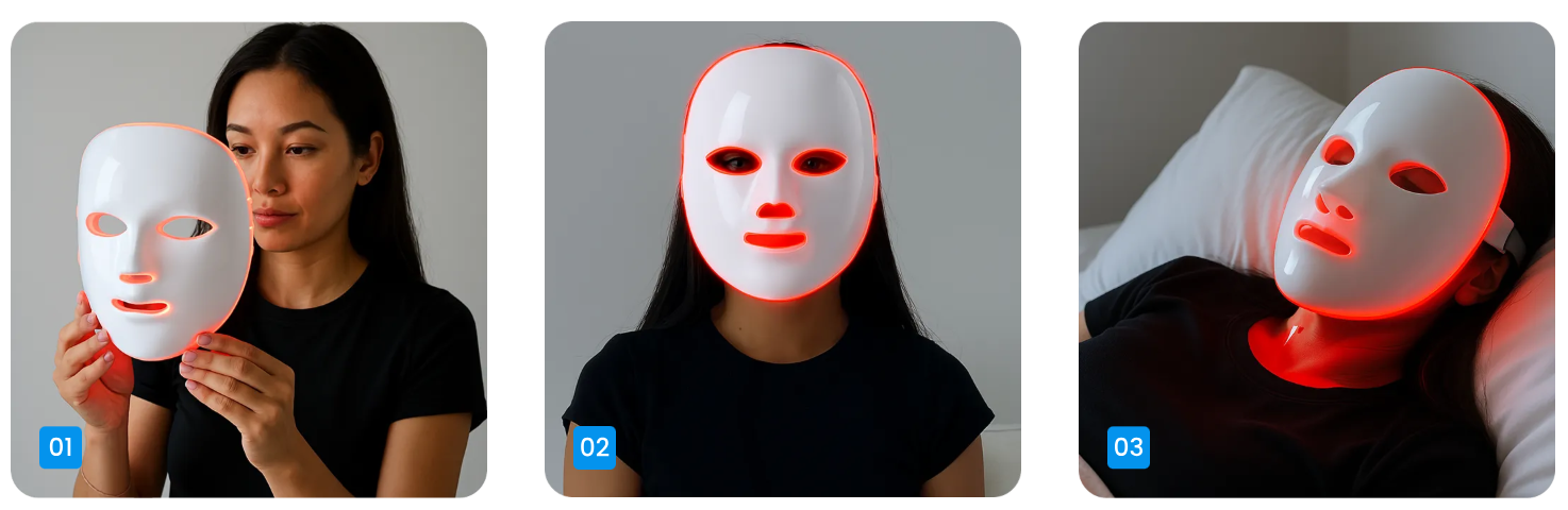 Glokore LED Mask usage process